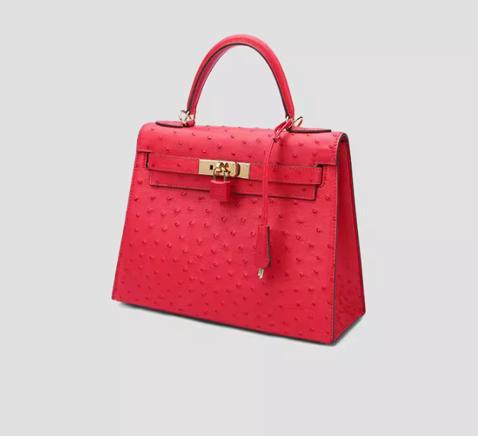 鸵鸟皮女包真皮包包2025新款手提包轻奢单肩斜挎大牌奢侈品凯莉包